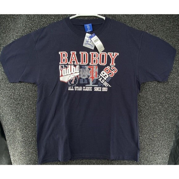 BAD BOY Other - Bad Boy Athletics Shirt Men's XL Blue 1990's USA Made 3D Graphic Vintage Y2K